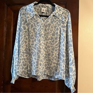 Women’s Sheer Blue Cheetah Print Blouse 🐆💙